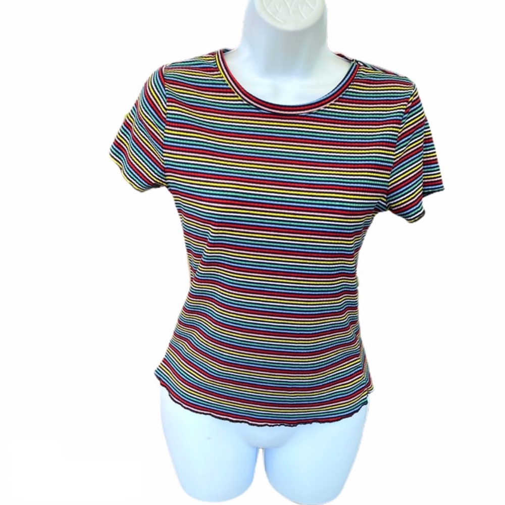 Range Kiss Rainbow Striped Comfy Tshirt Top